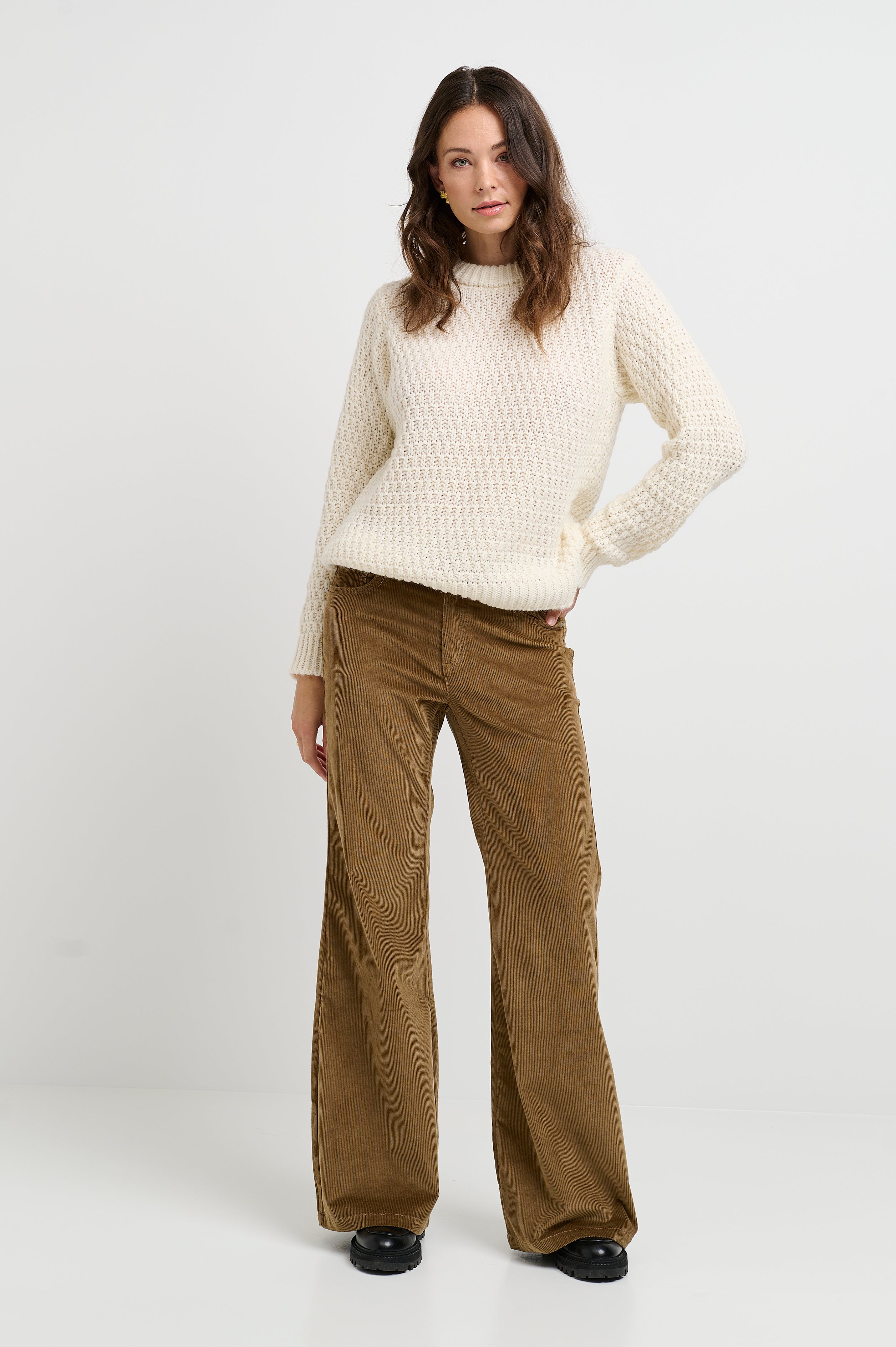 CRVolume wide jeans i fløjl